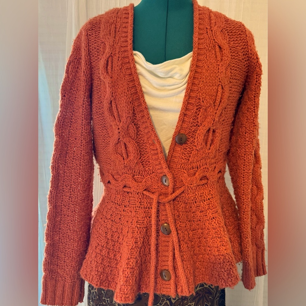 Anthropologie. Sparrow. Peplum cardigan. Button down.